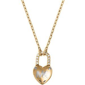 NEW Michael Kors Logo Heart Lock Pendant Necklace
